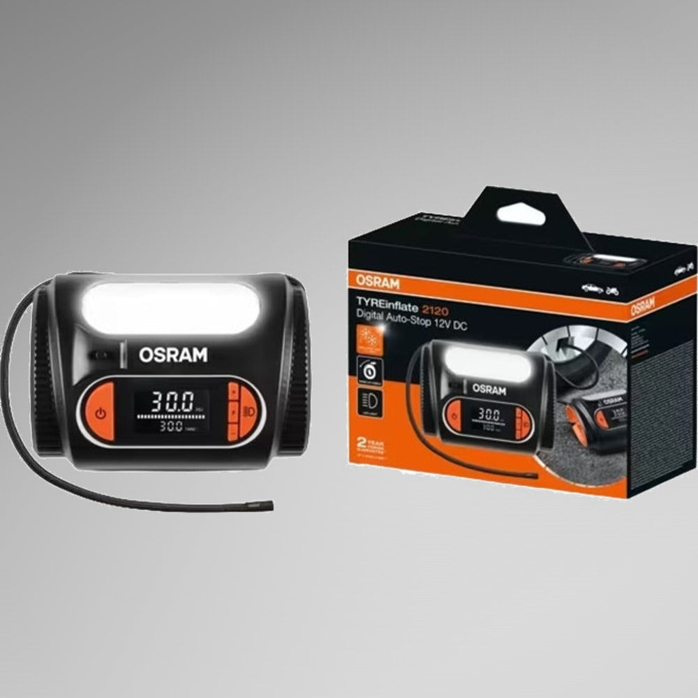 Osram TYREinflate 2120 kompressor sammen med original emballage