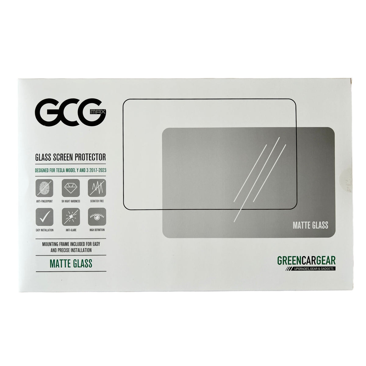 GCG Max mattes Glas-Displayschutz für Tesla Model 3 und Model Y.