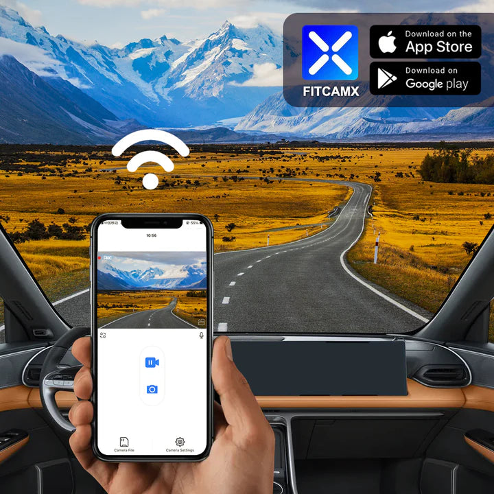 FitCamX Dashcam für mehrere Automarken. App-gesteuerte smarte Dashcam.