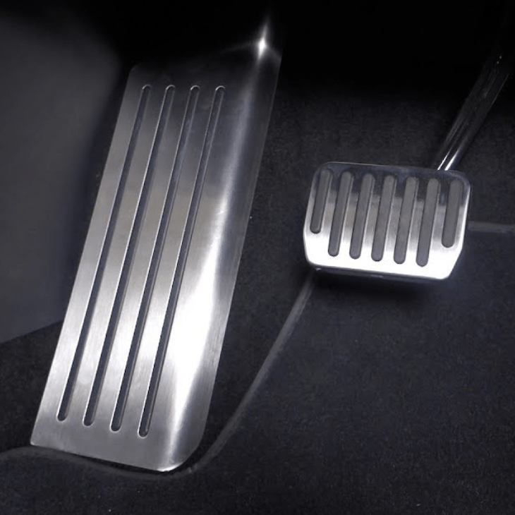 Fußstütze in glänzendem Aluminium-Finish für Tesla 3/Y