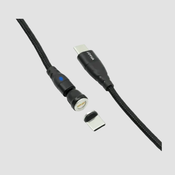 jowua magnetisches Ladekabel, das aufgeteilt ist. Mit dem magnetischen Ende gezeigt und einem USB-C-Ende.