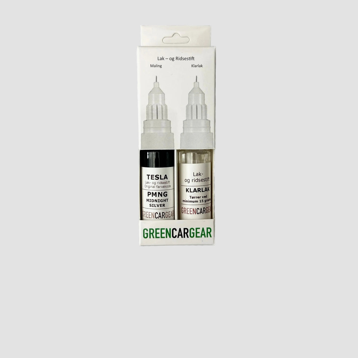 GCG-Lackstift in der Farbe Midnight Silver mit Klarlack verpackt