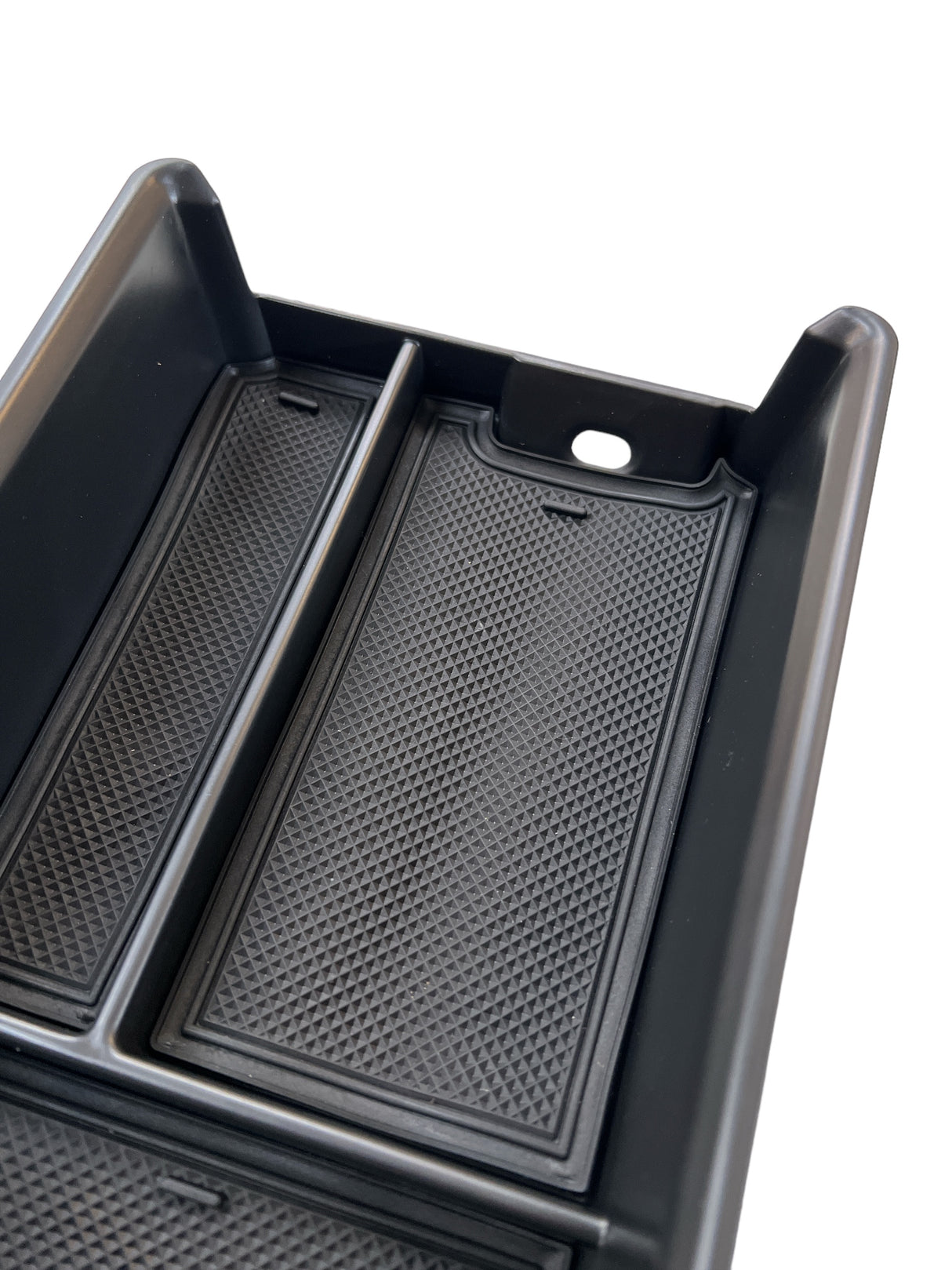 Schwarze Aufbewahrungsbox für die Mittelkonsole mit rutschfester Matte für BMW i4