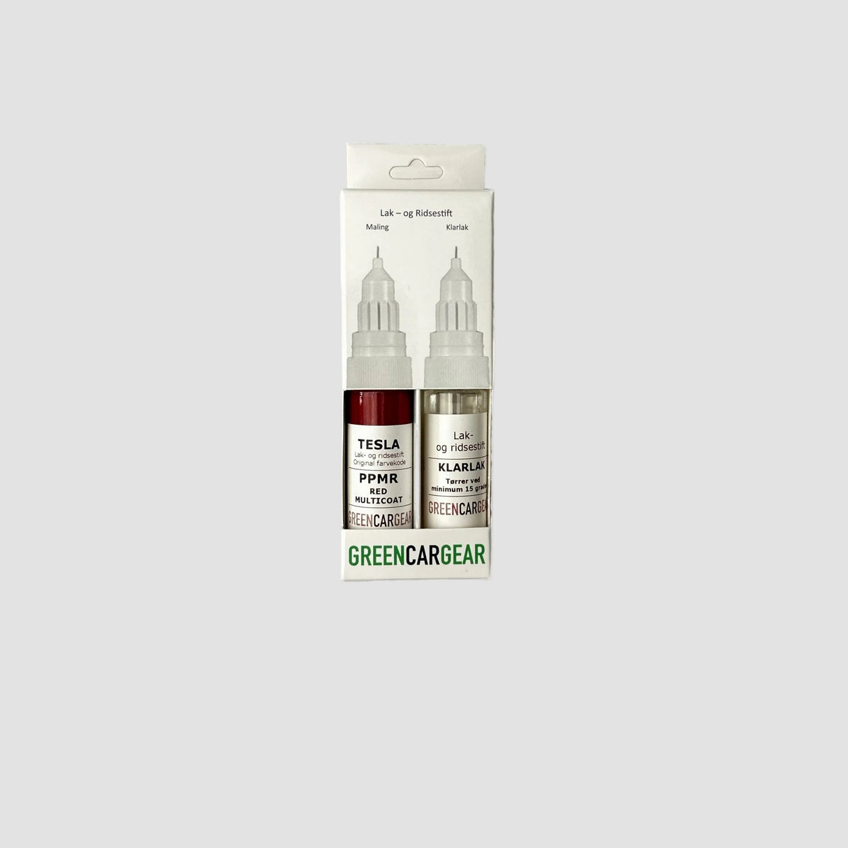 GCG-Lackstift in der Farbe Red Multicoat und Klarlack verpackt