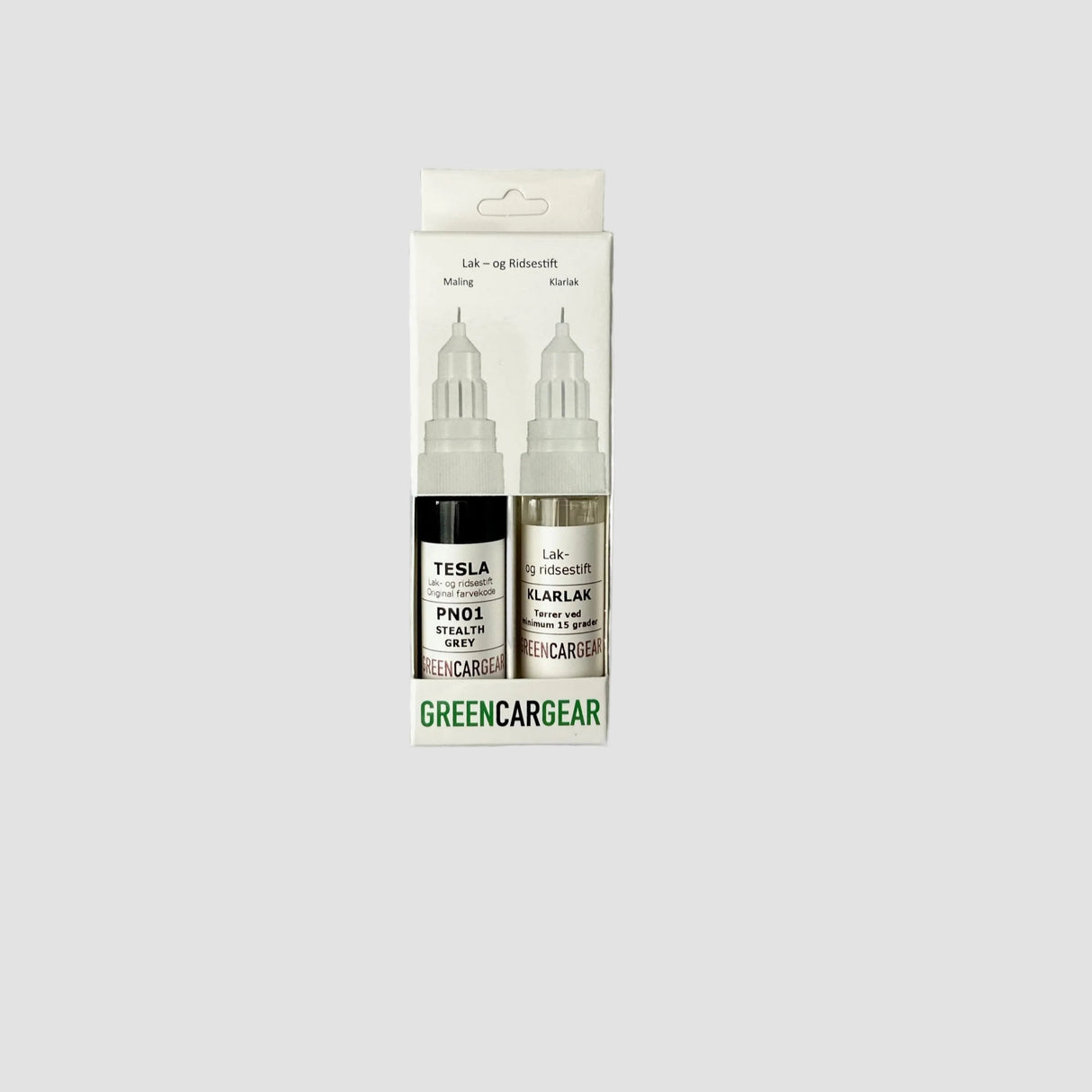 GCG-Lackstift in der Farbe Stealth Grey und Klarlack verpackt