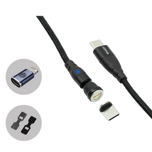 Jowua magnetisches Ladekabel USB-C zu USB-C + Lightning Adapter