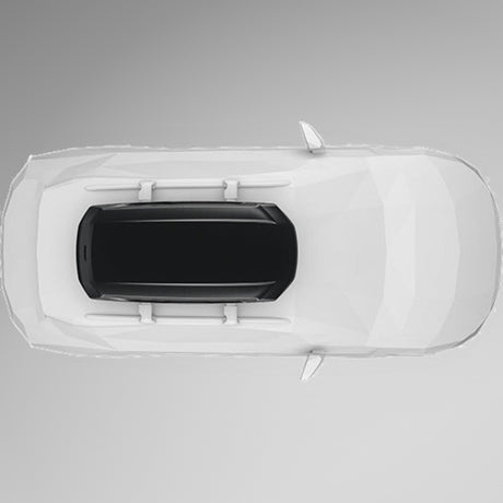 Thule Pulse 2 M Black Aeroskin sort tagboks monteret på bil, illustration set fra oven