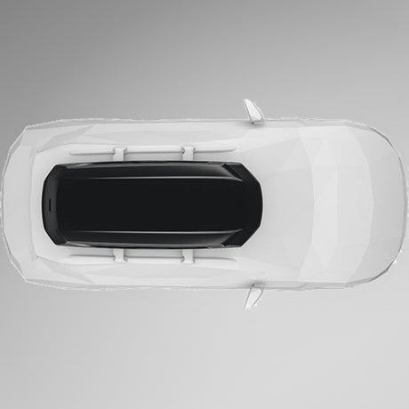 Thule Pulse 2 XL Black Aeroskin sort tagboks monteret på bil, illustration set fra oven