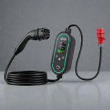 GCG MAX Mobil 11kW Ladegerät mit grünen Details und rotem Stromstecker