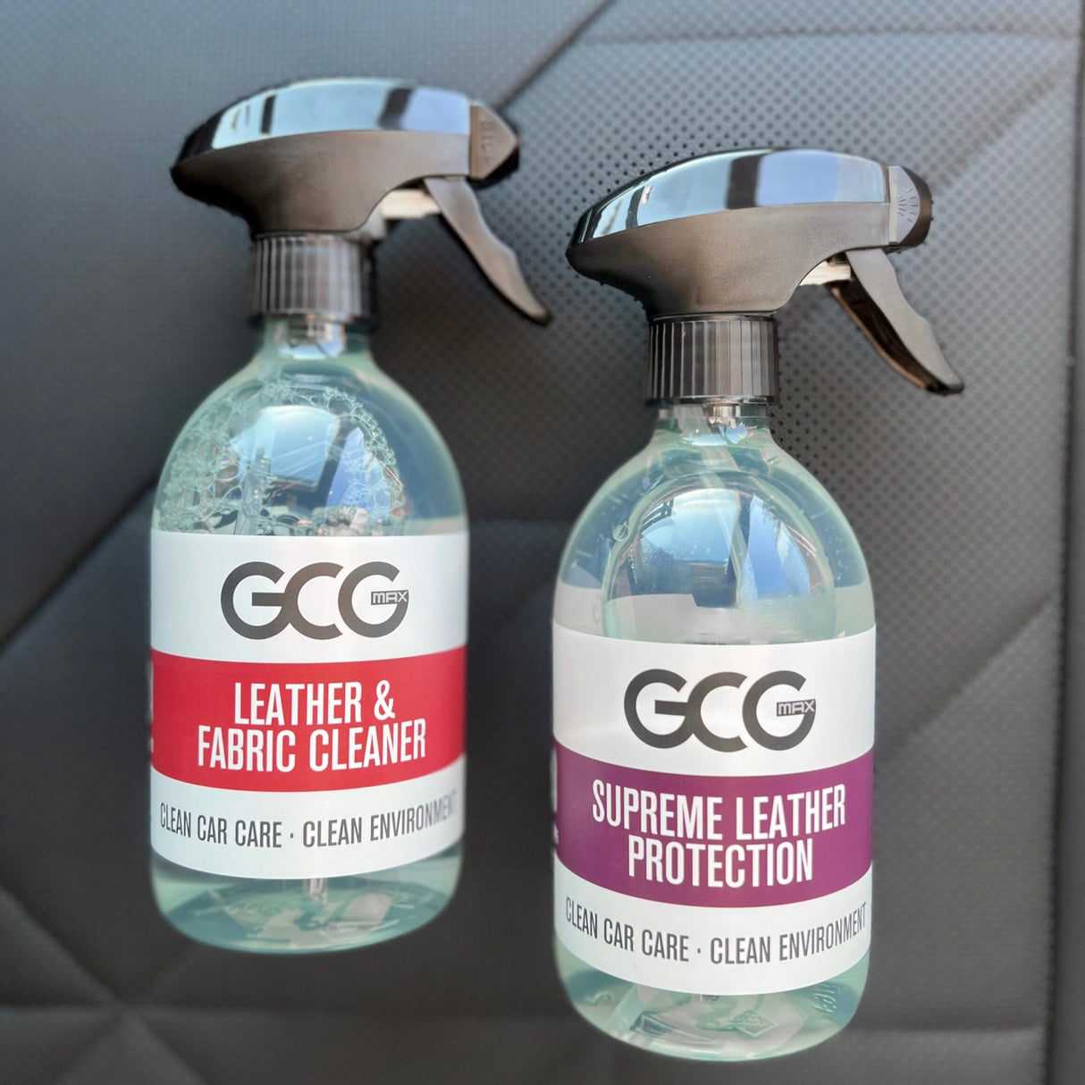 GCG MAX Sitzpflege-Set mit Leather & Fabric Cleaner und Supreme Leather Protection.