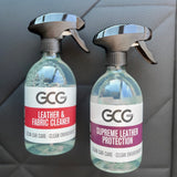 GCG MAX Sitzpflege-Set mit Leather & Fabric Cleaner und Supreme Leather Protection.