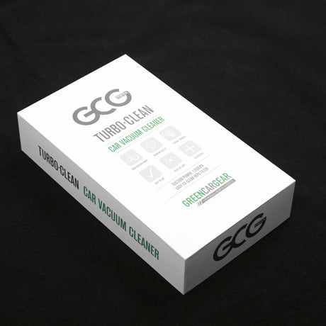 GCG MAX TurboClean Auto-Staubsauger, weiße Verpackung mit grünem Text