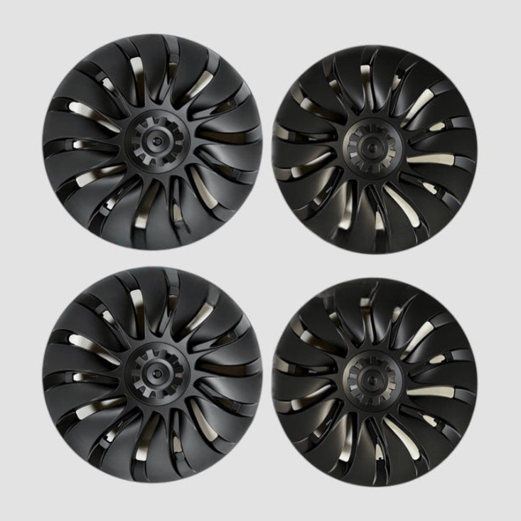 MV Storm Radkappen für Tesla Model Y, 19 Zoll Standardfelgen in Schwarz.