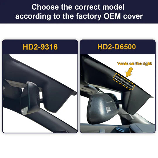 Wählen Sie das FitCamX Dashcam-Modell für den Peugeot e-208 2020-2025 basierend auf der originalen Spiegelabdeckung des Fahrzeugs.