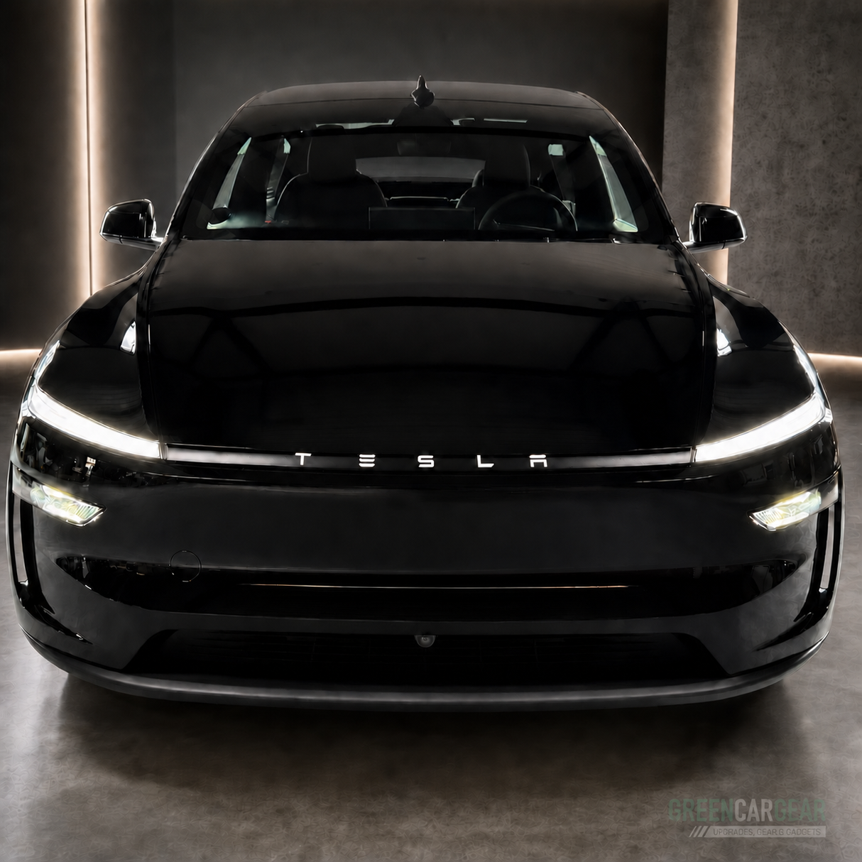 Folie für Lichtleiste - Tesla Model Y 2025 Juniper – Matt schwarz mit TESLA Schriftzug