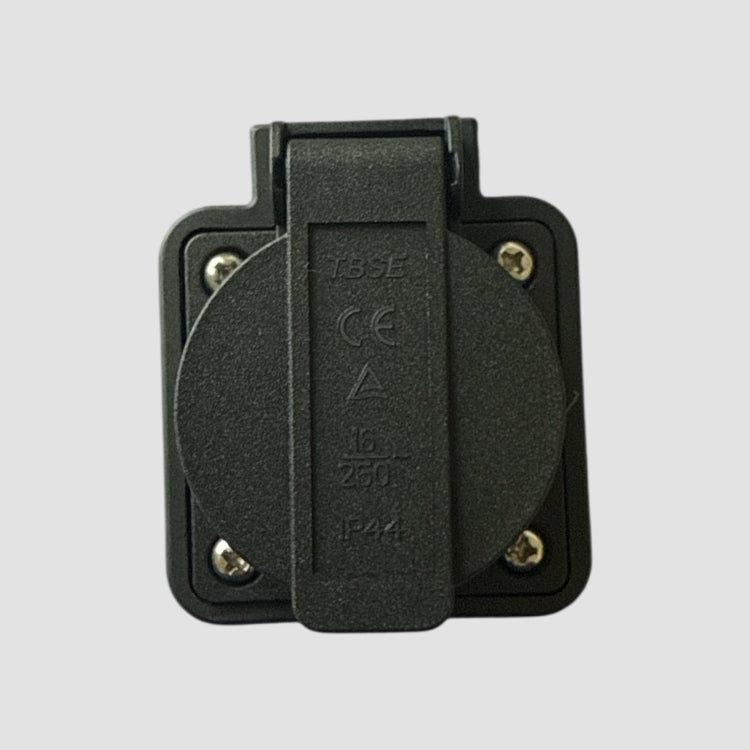 V2L Typ 2 zu 230V Steckdose mit Logo und Spezifikationen.