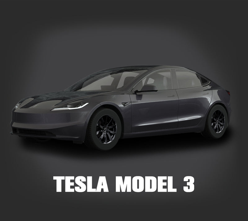 Sort Tesla Model 3 med sorte fælge